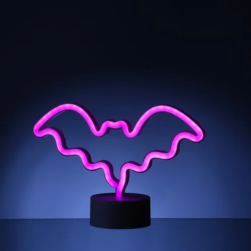 MARELIDA LED NEON Figur Fledermaus Neonlicht Neonschild Leuchtfigur Halloween Batteriebeetrieben USB H: 17cm