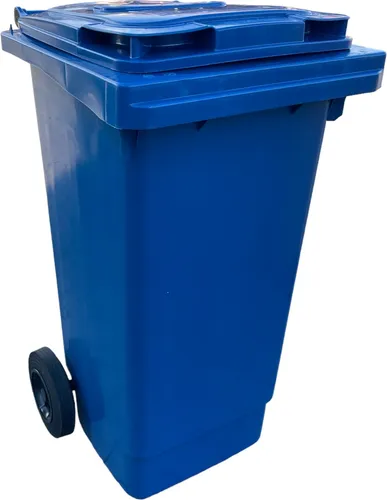 Mülltonne 120 Liter mit laufruhigen Vollgummi-Rädern - Blau - Mülltonne 120 Liter, ideal für Abfalllagerung. Aus hochwertigem HDPE, UV-beständig und mit leisen Vollgummi-Rädern für einfache Mobilität. Sicher und hygienisch in der Anwendung.