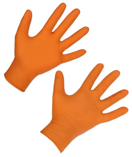 Produktbild Kerbl Nitril Einmalhandschuh X-Grip, 240 mm, 50 Stück, Gr. XL, orange, 1530