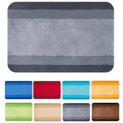 spirella Badematte BALANCE - Hochflor Badteppich (30 mm) in grau, mit Anti-Rutsch-Beschichtung, ideal für Fußbodenheizung, waschbar bei 40° und schnelltrocknend.