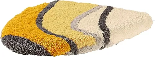 REDBEST WC-Deckelbezug Lynn gelb Größe 47x50 cm - mit Gummizug, Flauschiger Flor, pflegeleicht, Rutschhemmende Beschichtung