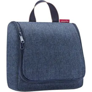 Reisenthel Kulturbeutel Toiletbag 3L - herringbone dark blue - Reisetaschen mit 4 praktischen Netzfächern für optimale Übersicht, aus recyceltem Polyester und wasserabweisend – ideal für unterwegs!