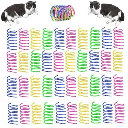 Stück Sprungfeder Spielzeug,Katzenspielzeug set,Spirale,Katzen Kitten Spiralen Bunt Cat Kunststoff Toys,Federn,Bunte Plastik Neuheit Haustiere,für Katze Kätzchen,Buntes Hauskatzen Interaktives 40