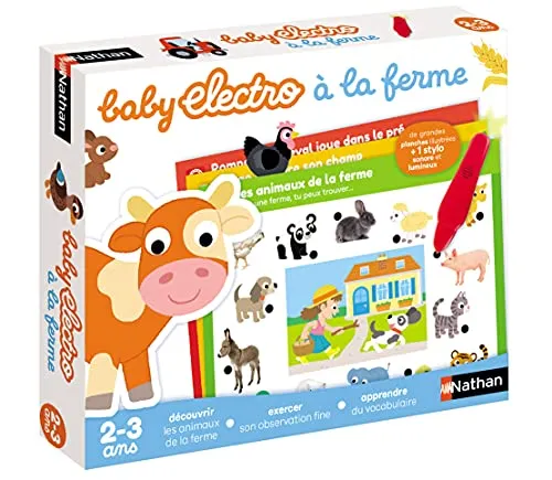 NATHAN 31621 Baby Electro The Farm-Elektronisches Lernspiel für Kinder 2-3 Jahre
