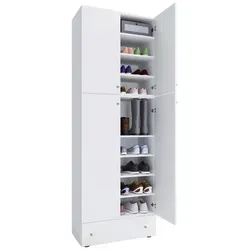 VCM Holz-Schuhschrank Lona XXL - Schuhschrank mit 9 Fächern und extra Schublade, hochwertiger Metallbeschläge, ideal für Ordnung im Flur, Maße: H. 200 x B. 70 x T. 39 cm.