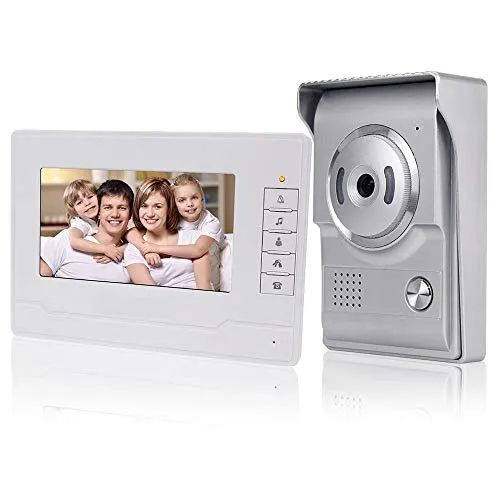 Kadongli KDL Smart Home Video-Gegensprechanlage 7 Zoll Video-Türklingel-Türsprechanlage, wasserdichte Außenkamera mit Innenmonitor für Wohnung (1 Monitor)