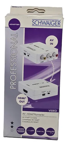 Schwaiger AV Konverter HDMRCA01 - 1920 x 1080 Pixel - HDMI-Kabel & Videokabel - Konvertiert analoge AV-Signale in digitales HDMI für den Anschluss an moderne TVs und sorgt so für die Nutzung bewährter Geräte.