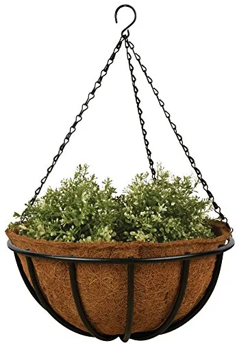 Esschert Design Hanging Basket Ø 35 cm - Ampeln mit stabilen Metallgestell und robuster Kokoseinlage für optimale Drainage, ideal für kreative Garten-Dekoration und hängende Pflanzenpräsentation.