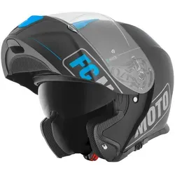 FC-Moto Novo Straight Klapphelm, schwarz/blau, XS (53/54) - Motorradhelm mit kratzfestem Visier und internem Sonnenvisier, ideal für sicheres Fahren und hohen Komfort.
