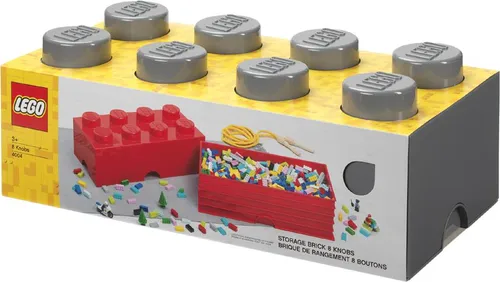 LEGO Aufbewahrungsstein STORAGE BRICK 8 - 12 Liter grau - Sonstige Aufbewahrungsbox in LEGO Stein-Design, BPA-frei und perfekt zum Stapeln für kreatives Aufräumen im Kinderzimmer oder Büro.