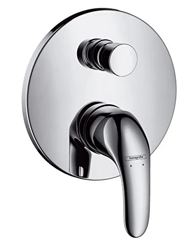hansgrohe Focus E Unterputz Wannenarmatur, Chrom - Moderne Badewannenarmatur für 2 Funktionen, präzise Temperatur- und Wassermengensteuerung mit einstellbarer Temperaturbegrenzung.