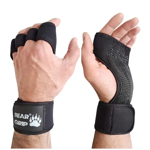 BEAR GRIP Offene Trainingshandschuhe für Crossfit & Bodybuilding (M)