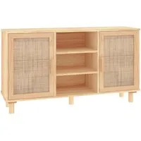 vidaXL Sideboard Schrank aus Kiefernholz mit Rattan-Elementen - Kommode & Sideboard aus hochwertigem Kiefernholz, bietet 5 Fächer für viel Stauraum und besticht durch ansprechendes Design mit natürlichem Rattan.