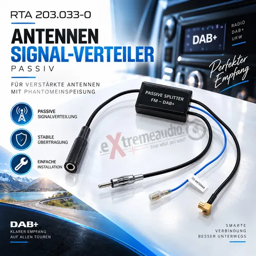 Passiver Antennensignal-Verteiler zwischen AM/FM u. DAB+ mit Phantomeinspeisung