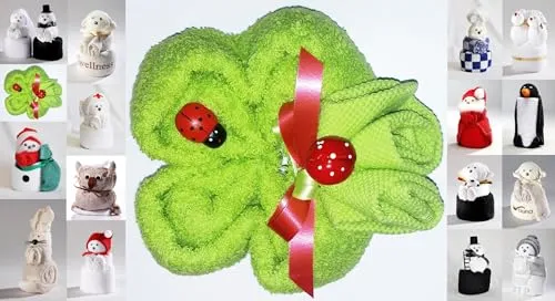 Produktbild JACK Frottier Geschenk Set viele Modelle Handarbeit Origami Gästetuch Handtuch Waschhandschuh, Motiv/Art:Kleeblatt