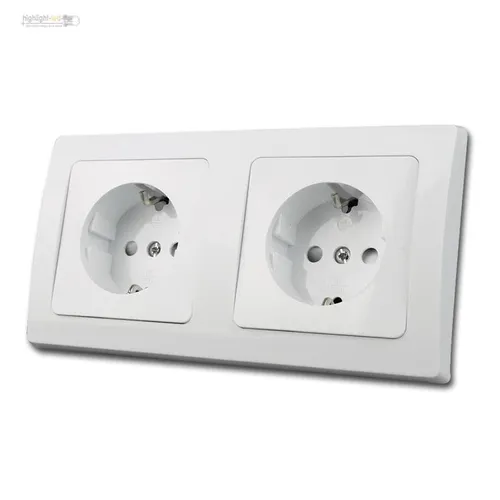 DELPHI Doppelsteckdose 2-fach Schuko Steckdose weiß 16A Klemmanschluß Rahmen UP