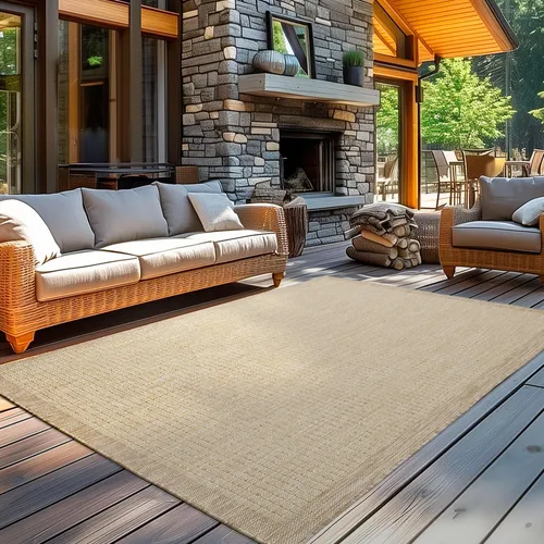 Carpetsale24 In- & Outdoor Teppich Wetterfest 280 x 370 cm Beige - Teppiche für Innen- und Außenbereiche, wetterfest und pflegeleicht – ideal für Balkon, Garten und Terrasse. OEKO-TEX zertifiziert für Sicherheit und Gesundheit.