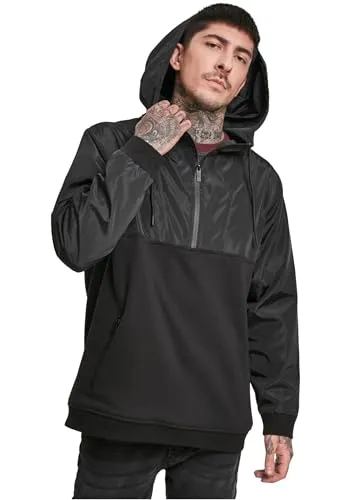 Urban Classics Herren Military Half Zip Hoody Kapuzenpullover, Schwarz (Black 00007), Medium (Herstellergröße: M)