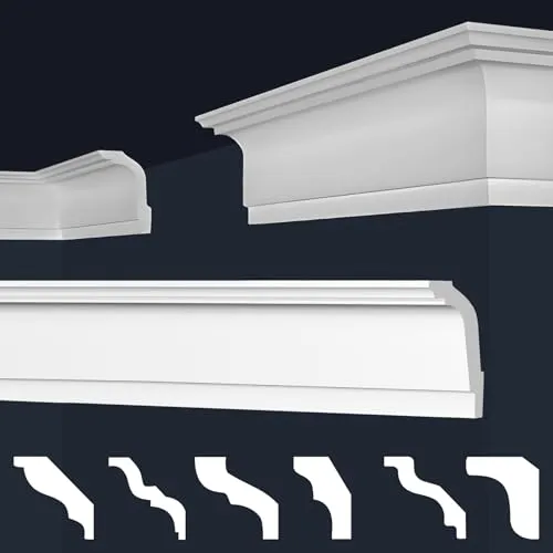 marbet design Stuckleiste E-32, 40 Meter - Elegante Deckenleisten aus XPS Styropor - Deckenleisten aus extrudiertem Polystyrol (XPS) für zeitlose Eleganz und einfache Montage, ideal für jeden Einrichtungsstil.