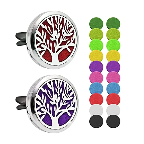 PFLYPF 2 Stück Aromatherapie-Diffusor für Auto, Diffusor für ätherische Öle, geeignet für das Büro zu Hause im Auto, mit 20 Ersatzfilzen