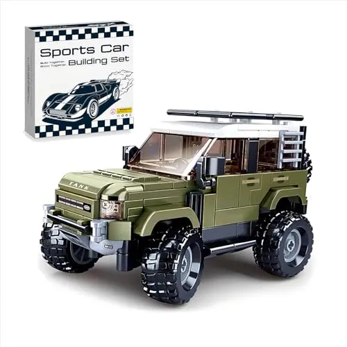 HIGH GODO Jeep Offroad Auto Klemmbausteine, City Champions Modell Speed Auto-Bausatz 317 Teile 1:35, Geschenke Spielzeug für Kinder ab 6 Jahren Jungen und Mädchen