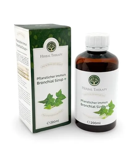 Herbal Therapy Pflanzlicher Immun Bronchial Sirup+, Kräuterextrakte mit Efeu und Holunder, 200ml