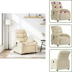 The Living Store Massagesessel Creme Stoff mit Vibrationsfunktion