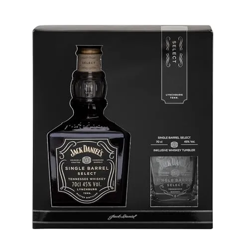 Jack Daniel's Single Barrel Select Tennessee Whiskey Geschenkset 0,7l-45% | Single Barrel Geschenkset; für Whiskey-Kenner; Süße Vanille, schwere Eiche und dunkle Kirschen