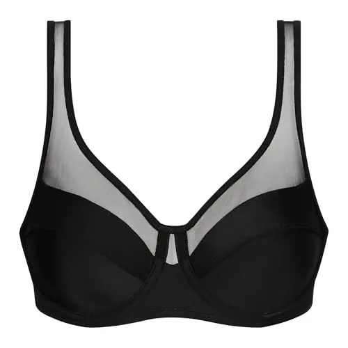 DIM Femme - BH Generous Classic x1 | Perfekter Halt für große Brüste | Dicke Mikrofaser und Stretch | U-förmiger Rücken und breite Träger | Moderner Look und absoluter Komfort Schwarz 85D