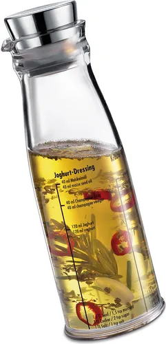 Küchenprofi Dressing-Shaker 250 ml mit Rezepten - Küchenhelfer für kreative Salatsaucen: Der 250 ml Dressing-Shaker von KÜCHENPROFI kommt mit 4 Rezepten und einer praktischen Skala für einfaches Messen und Zubereiten.