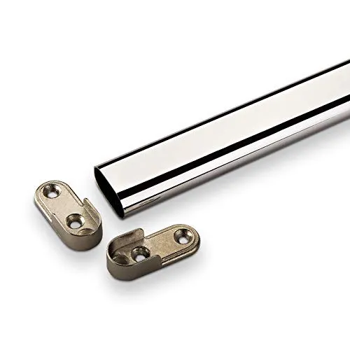 SOTECH 1 Stück Kleiderstange 1160 mm OVAL 30 x 15 mm Stahl verchromt Möbelrohr Garderobenstange inkl. Schrankstangenlager