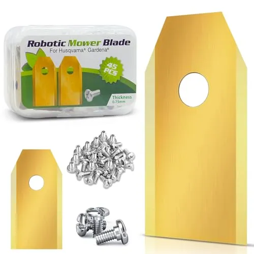 45x Titan Ersatzmesser für Mähroboter, Klingen Kompatibel mit Husqvarna, Gardena, Yard Force, Rasenmäher Messer (3g - 0,75mm) + 45 Schrauben