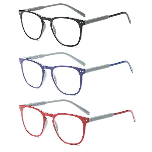 Suertree Lesebrille 3 Pack Brille Herren Damen Lesehilfe für Frauen Männer Fashion Leser 2.5X JH221