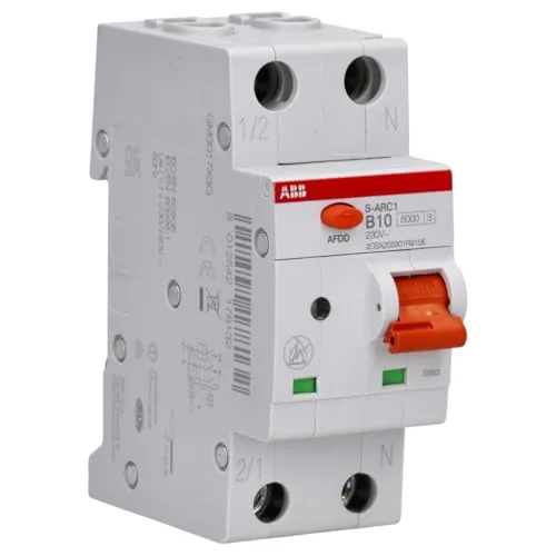 ABB S-ARC1 B10 Brandschutzschalter - Fehlerstromschutz (RCD) für erhöhte Sicherheit, kompakte Bauweise mit 4 Polzahlen, ideal für den Einsatz in Wohn- und Gewerbegebäuden.