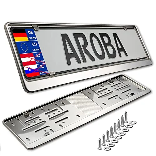 AROBA 2X Premium Auto Kennzeichenhalter aus Edelstahl