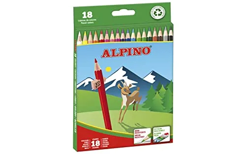 ALPINO 722846 Stiftkasten auf stifte Sortiments 18 Einheite mit Spitzer, 3.3 mm, bunt