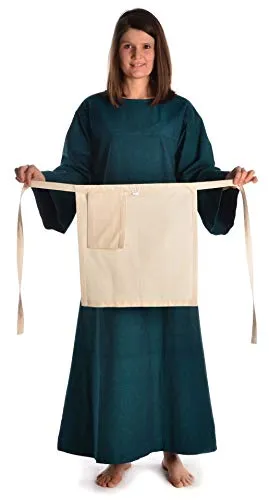 HEMAD Mittelalter Schürze Bearosche aus Baumwolle Beige Gewandung LARP