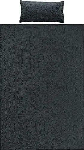 REDBEST Bettwäsche Seersucker Uni Detroit - Anthrazit, 135x200 cm - Bettwäsche-Set aus kühlendem Microfaser-Seersucker für optimalen Schlafkomfort. Bügelfrei, schnell trocknend und mit praktischem Reißverschluss – ideal für warme Nächte!