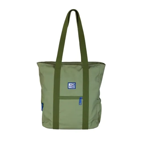 Oxford B-Trendy Schultertasche oder Umhängetasche, 38 cm, gepolsterte Laptoptasche, recyceltes PET-Polyester, Safarigrün, grün, Talla única, Minimal