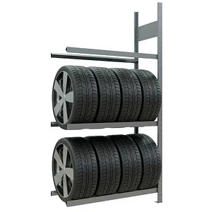 Schulte Anbauregal 13901 für Reifenregal - Werkstatteinrichtung mit 3 höhenverstellbaren Ebenen, ideal für bis zu 12 Reifen. Tragkraft pro Ebene 150 kg, reifenschonende Lagerung und einfache Montage.