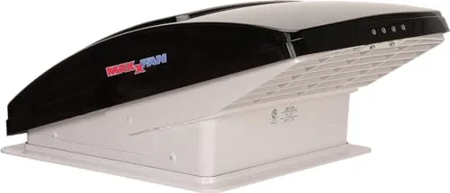 MAXXAIR Maxxfan Deluxe Entlüftungs-, Ventilator- und Entlüftungsabdeckung, alles in einem, leistungsstarker, wendbarer Ventilator mit 4 Geschwindigkeiten, mit Thermostat, integrierter Regenschutz, nur