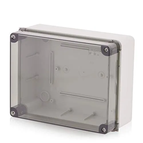 Aufputz Installationsgehäuse, Abzweigkasten Kunststoffgehäuse mit Schraube | 240x190x110mm | IP65 | Transparenter Deckel Verteilerkasten Leergehäuse Industriegehäuse, Abzweigdose, Schaltschrank