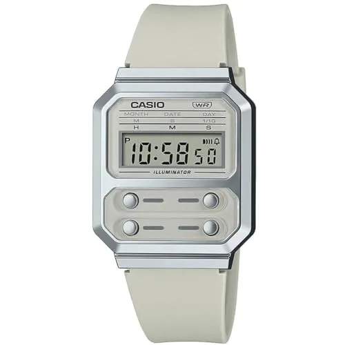 Casio Collection Vintage Beige Unisex Armbanduhr A100WEF-8AEF - Armbanduhr für Unisex mit digitaler Anzeige, Stoppuhr und Alarmfunktion. Ideal für Vintage-Liebhaber, sportlich und stylisch zugleich.