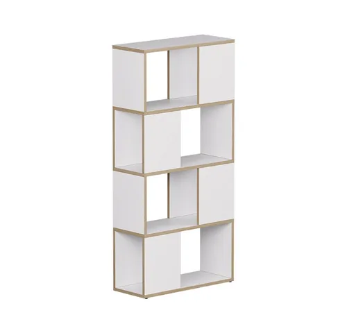 Vicco Raumteiler Eneos - Stilvolles Regalsystem in Weiß/Eiche - Raumteiler-Regale mit vielseitigen Einsatzmöglichkeiten als Bücherregal oder Raumtrenner, ideal für Ordnung und Stil in Ihrem Zuhause.