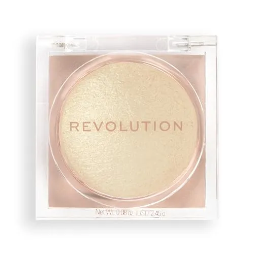 Makeup Revolution Beam Bright Highlighter - Puder-zu-Flüssig-Formel für ein Strahlen im ganzen Gesicht, 5 Atemberaubende Farbtöne: Golden Gal