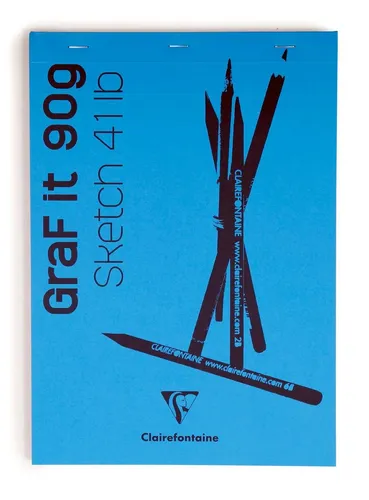 CLAIREFONTAINE Zeichenpapier 5x Skizzenblock A6 GraF'it, 80 Blatt Königsblau 96731C, Kunst Clairefontaine
