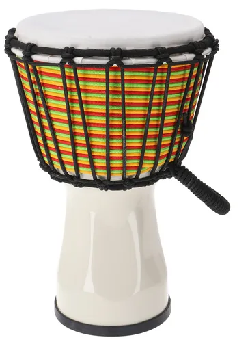 Farbige Djembe/ Holztrommel/ Percussion Rhythmus Klang Instrument - weiß 32 cm