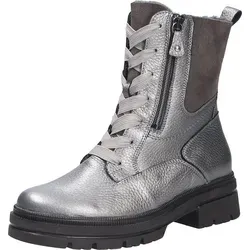 Waldläufer Damen Schnürboots H-Amara Silber 40 - Weiches Nappaleder, seitlicher Reißverschluss und herausnehmbares Fußbett für perfekten Tragekomfort