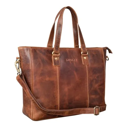 STILORD Damen-Shopper aus Leder cognac - Vintage Handtasche für Damen - Frauen-Schultertasche - 13,3 Zoll, perfekt für Laptop 'Emmeline'