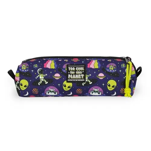 LEGAMI - My Pencil Case, Space Motiv, Reißverschluss, Recycling-Kunststoff, widerstandsfähig, geräumig, praktisch, Schulmäppchen, Büroetui, 22 x 6 cm